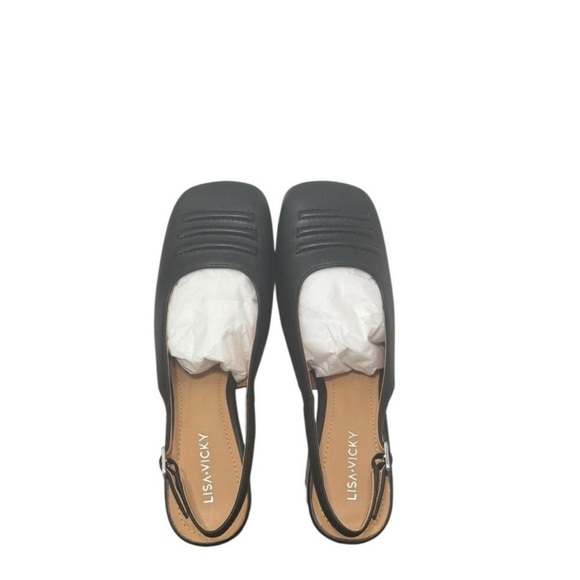 Lisa Vicky Black Chic Sturdy Closed Square Toe Slingback Block Heels US 8M. NWT - Picture 5 of 13